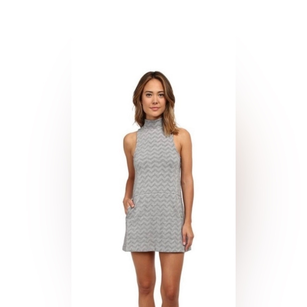 NWT Free People Large Twiggy Chevron Mini Dress Black & White with Pockets - Picture 8 of 9
